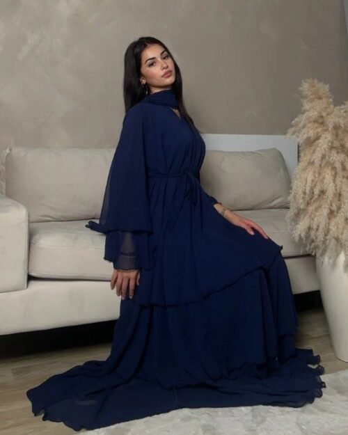 Layered abaya in Midnight Blue