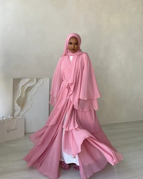 Layered Abaya in Blossom Pink