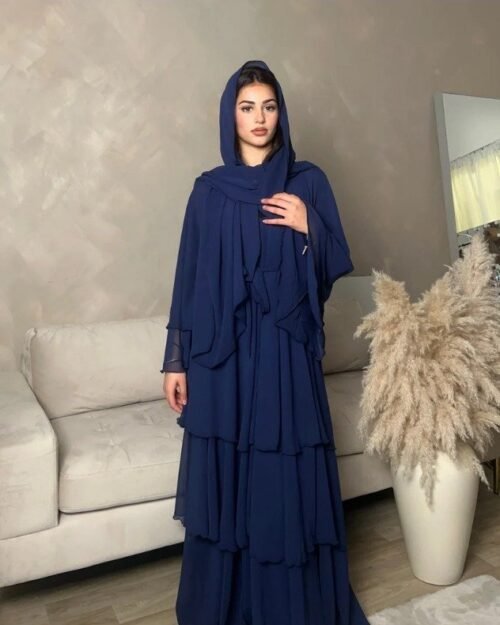 Layered abaya in Midnight Blue