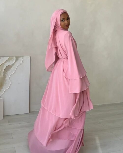 Layered Abaya in Blossom Pink