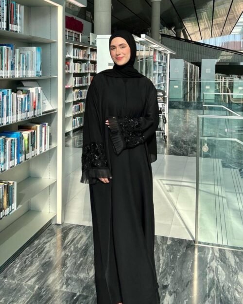 Embellished Abaya with Scarf