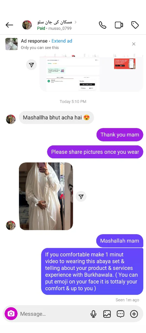 ✨ Presenting: Burkhawala Premium White Abaya with Attached Khimar & Nose Piece ✨ - Image 6