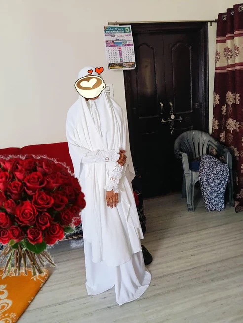 ✨ Presenting: Burkhawala Premium White Abaya with Attached Khimar & Nose Piece ✨ - Image 8