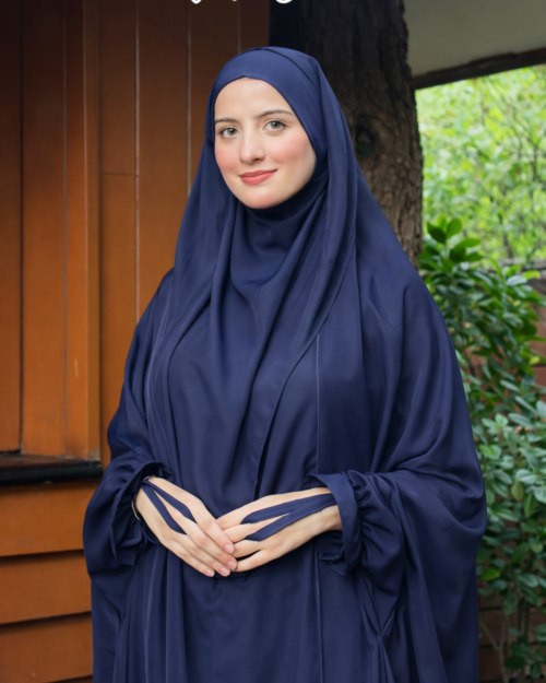 Premium Navy Blue Saudi Jilbab for Women | Modest Wear by Burkhawala